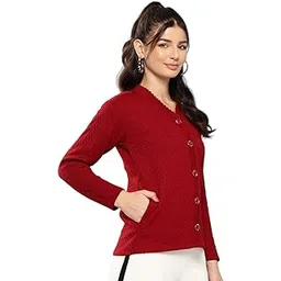 aarika Womens Casual Wear Black Colour Solid Woolen Cardigan-picture-18