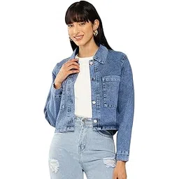 aarika Womens Casual Wear Blue Colour Solid Denim Jacket-picture-10