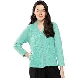 aarika Womens Casual Wear Sea Green Colour Floral Woolen Cardigan-(S-L)-(CG-W-MD-10-C-GREEN-M)-picture-26