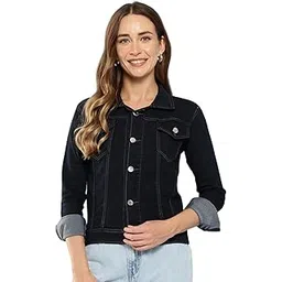aarika Womens Party Wear Black Colour Solid Denim Jacket-picture-15