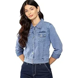 aarika Womens Party Wear Blue Colour Solid Denim-Jacket-picture-26