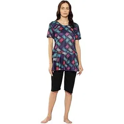 aarika Womens Sports Wear Black Colour Abstract Print Nylon Plus Size Swim Suit-picture-27