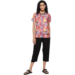 aarika Womens Sports Wear Black Colour Leaf Print Nylon Swim Suit-picture-35