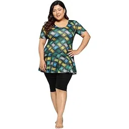 aarika Womens Sports Wear Green-Black Colour Abstract Print Nylon Plus Size Swim Suit-(XS-4XL)-(SW-W-P-SHM-CA-1113-GREEN-40)-picture-13