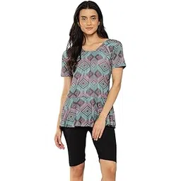 aarika Womens Sports Wear Green-Black Colour Check Print Nylon Swim Suit-picture-26