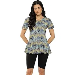 aarika Womens Sports Wear Neon Green-Black Colour Abstract Print Nylon Swim Suit-(XS-4XL)-(SW-W-SHM-CA-1116-GREEN-40)-picture-25