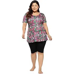 aarika Womens Sports Wear Purple-Black Colour Abstract Print Nylon Plus Size Swim Suit-(XS-4XL)-(SW-W-P-SHM-CA-1118-PURPLE-42)-picture-34