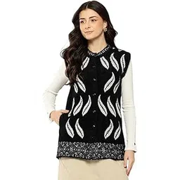 aarika Womens Winter Wear Black Colour Embellished Woolen Cardigan-picture-28