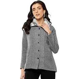 aarika Womens Winter Wear Black Colour Solid Woolen Cardigan-picture-52