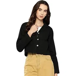 aarika Womens Casual Wear Blue Colour Solid Denim Jacket image 1