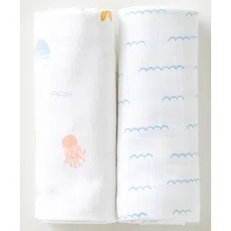 Aariro Organic Cotton Muslin Swaddle Under the Sea-picture-27