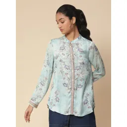 aarke Ritu Kumar Blue Floral Print Shirt-picture-35