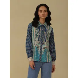 aarke Ritu Kumar Blue Printed Shirt-picture-28