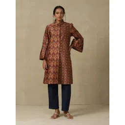 aarke Ritu Kumar Brown Printed Long Tailored Jacket-picture-14