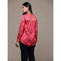aarke Ritu Kumar Fuschia Full Sleeve Printed Shirt image 2