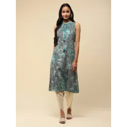 aarke Ritu Kumar Green & Blue Cotton Floral Print Kurta-picture-16