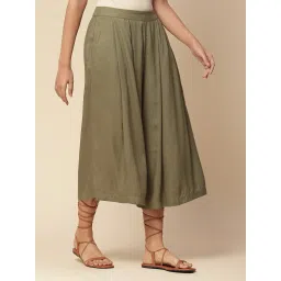 aarke Ritu Kumar Green Loose Fit Mid Rise Culottes image 3