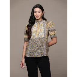 aarke Ritu Kumar Grey Cotton Viscose Printed Top-picture-14