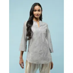 aarke Ritu Kumar Grey Printed A Line Kurti-picture-18
