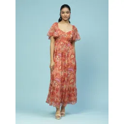 aarke Ritu Kumar Orange Floral Print Maxi Dress-picture-14