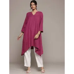 AARKE RITU KUMAR Pink Cotton Embellished High Low Kurta-picture-10