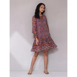 aarke Ritu Kumar Purple Floral Print A Line Dress-picture-35