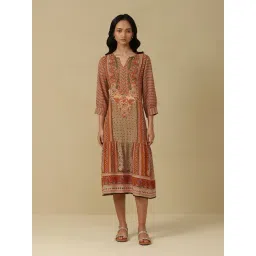 aarke Ritu Kumar Rust Floral Print Midi Dress-picture-11