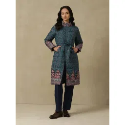 aarke Ritu Kumar Teal & Brown Printed Quilted Jacket-picture-20