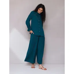 aarke Ritu Kumar Teal Shirt With Palazzos image 1