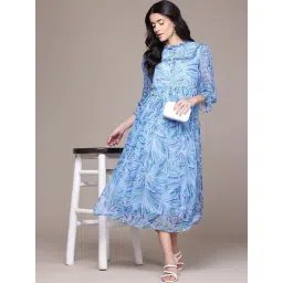 Aarke Ritu Kumar Blue Phulkaari Long Dress image 4