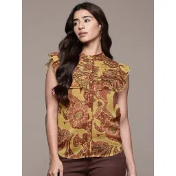 Aarke Ritu Kumar Brown Floral Top with Camisole-picture-28