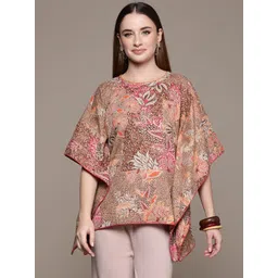 aarke Ritu Kumar Floral Print Kimono Sleeve Cotton Kaftan Top with Camisole-picture-32