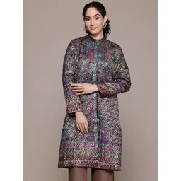 aarke Ritu Kumar Floral Printed Band Collar Jacquard Festive Coat-picture-26