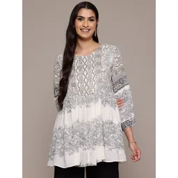 aarke Ritu Kumar Floral Printed Pure Cotton Pleated Kurti-picture-30