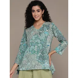 aarke Ritu Kumar Floral Printed V-Neck Pure Cotton Kurti-picture-28