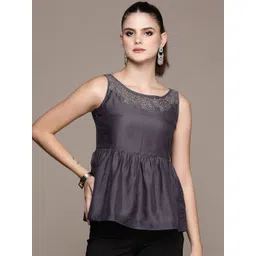 aarke Ritu Kumar Floral Yoke Design Pleated Kurti-picture-20