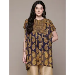 AARKE RITU KUMAR Navy Menakiya Kurti With Camisole-picture-39