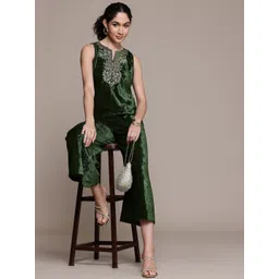 aarke Ritu Kumar Velvet Finish Embroidered Culotte Jumpsuit-picture-11