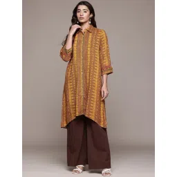 Aarke Ritu Kumar Yellow Geometric Print Kurta-picture-19