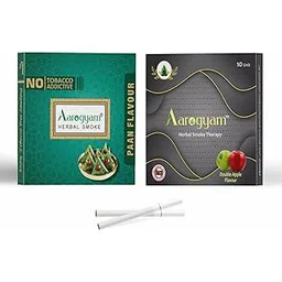 Aarogyam Herbals Pack of 2 Flavours 100% Tobacco & Nicotine Free Cigarette for Relieve Stress & Mood Enhance Product (DOUBLE APPLE - PAAN) - 10 Sticks x 2 Packets-picture-15