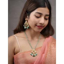 AARSEE OFFICIAL Anti-Tarnish 22KT Gold-Plated Guldasta Necklace Set-picture-35