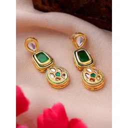 AARSEE OFFICIAL Anti-Tarnish22KT Gold Plated Emerald Elegance Earrings-picture-31