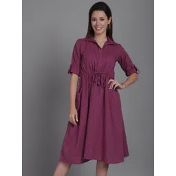 Aarsha Striped Cotton Shirt Midi Dress-picture-25