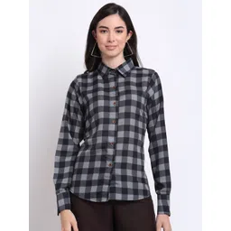 Aarsha Women Buffalo Checked Crepe Casual Shirt-picture-32