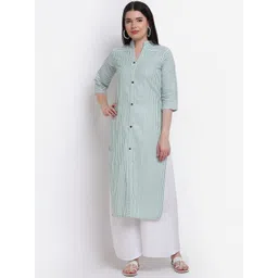 Aarsha Women Green Striped Kurta-picture-16