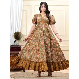 aarti  fashion Aarti Fashion Floral Printed Pure Cotton Ethnic Maxi Dress-picture-39