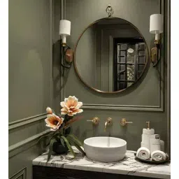 aarvi decor studio Beige Faux Leather Magnolia Serenade Arrangement Pot With Flower-picture-28