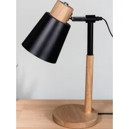 AARVI DECOR STUDIO Black Wood Frusturical Shaped Table Lamp-picture-15
