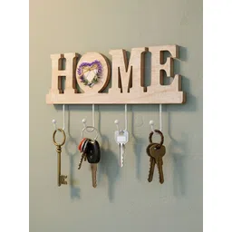 AARVI DECOR STUDIO Brown & White Printed Wooded 4-Hooks Key Holders-picture-15