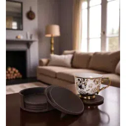 aarvi decor studio Chocolate Brown Elegance Round Coaster-picture-26